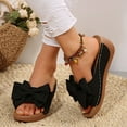 thumbnail image 7 of Bkhluea Women's Bow Sandals Square Open Toe Slip on Dressy Summer Sandals Wedge Sandals Platform Slides Platform Espadrilles Sandals, 7 of 7