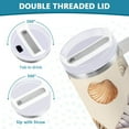thumbnail image 3 of Yayeee 40oz Double-Wall Insulated Stainless Steel Tumbler with Handle Bottle, Watercolor Seashells, 3 of 8