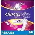 thumbnail image 2 of Always Radiant Daily Multistyle Liners Regular, Unscented, Up to 100% Odor-free 54 count, 2 of 13