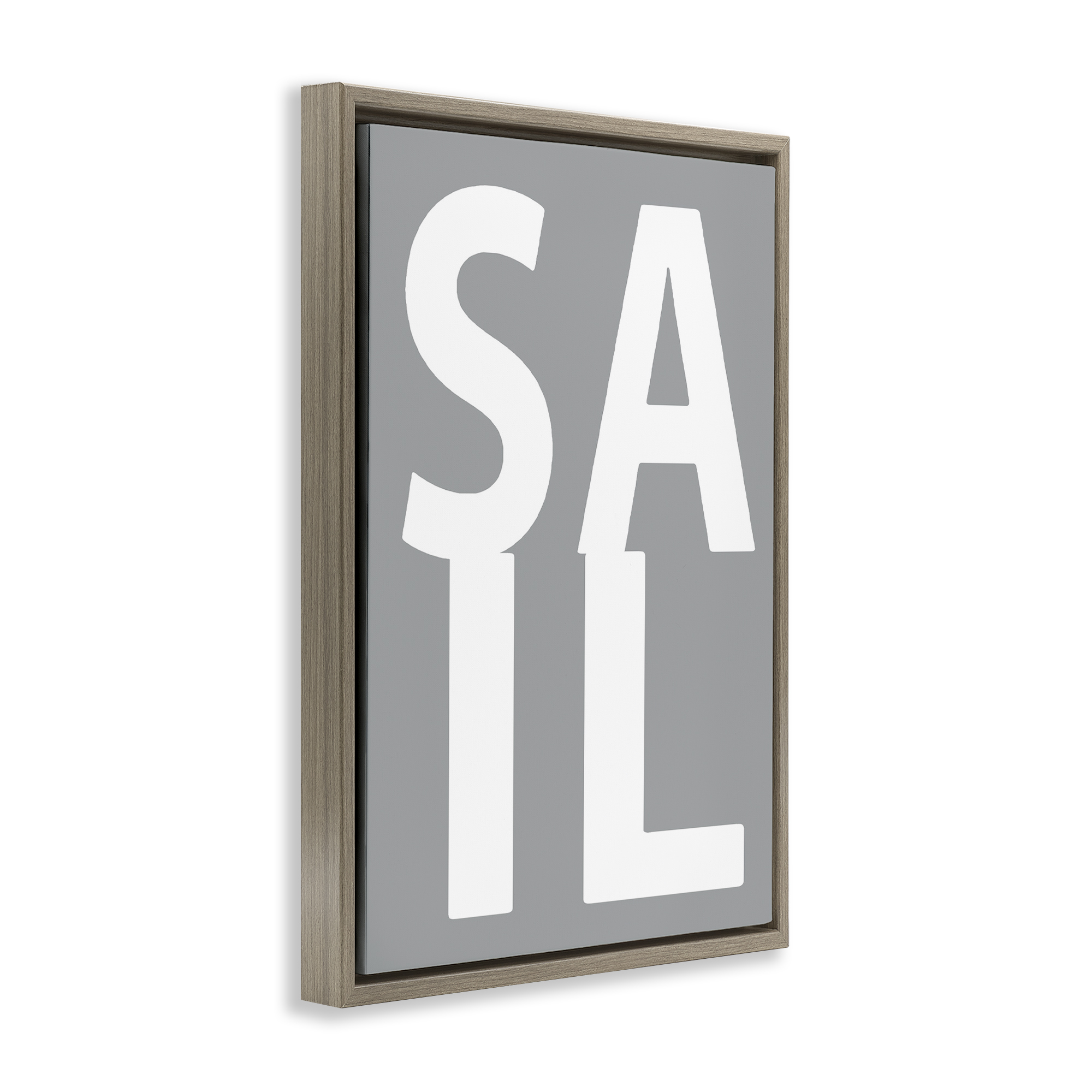 Stupell Industries Sail Word on Grey Typography Painting Brown Floater Framed Art Print Wall Art, 17 x 25
