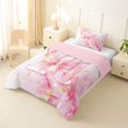 thumbnail image 2 of Manfei Cute Initial K Twin Comforter Sets,Princess Bow Bedding Set,Golden Pink,Pink Reversible,2pcs,1 Comforter and 1 Pillowcase, 2 of 7