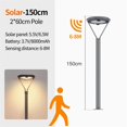 thumbnail image 2 of Luz Solar for patio, luz impermeable for exteriores, Villa, paisaje, parque, luz de calle con detección humana, poste alto de jardín superbrillante, 2 of 7