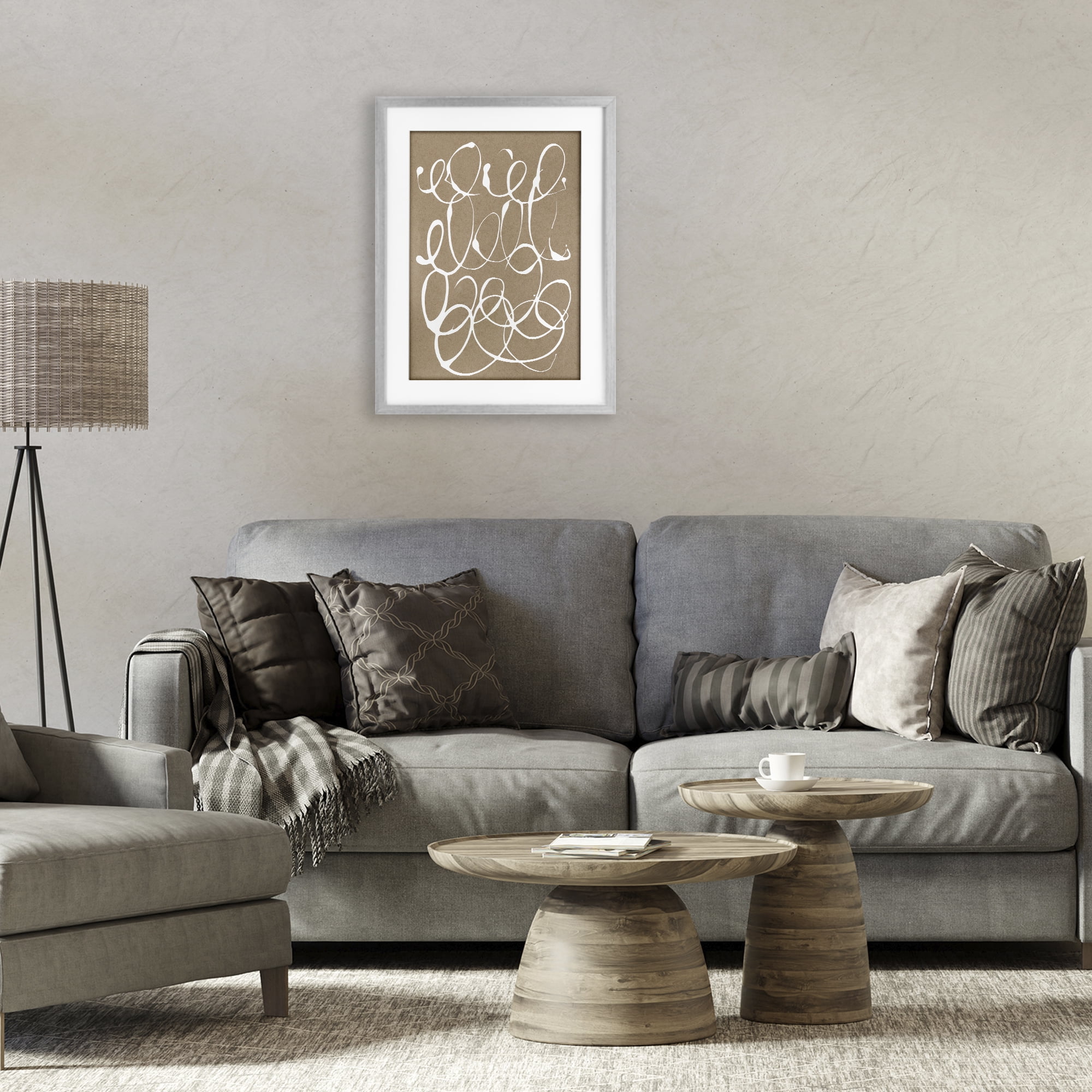 Stupell Industries Scribbled Taupe Circles Gray Framed Print Under Glass, design by Susan Bryant
