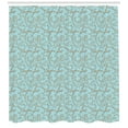 thumbnail image 3 of Brown and Blue Shower Curtain, Swirling Tree Branches with Leaves Scroll Style Victorian, Fabric Bathroom Set with Hooks, 69W X 75L Inches Long, Pale Caramel and Pale Blue, by Ambesonne, 3 of 3
