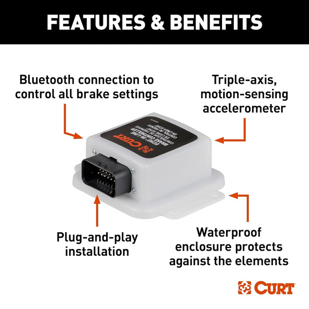 Curt 51200 Echo In-Line Trailer Brake Controller Bluetooth Smartphone Connection
