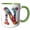 Green/White, variant on 3drose, Colorful Monogram Letter N, 15oz Mug