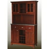 Large Buffet with Two Glass Door Hutch, Cherry with Stainless Steel Top by Homestyles