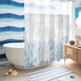 thumbnail image 5 of No Hook Shower Curtain, Blue Seahorse Coastal Shower Curtains for Bathroom with See Through Top Window, Summer Beach Nautical Ocean Coral Waterproof & Washable Bath Curtain Stall 48"x72", 5 of 9