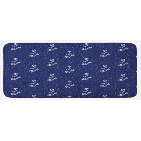 

Navy Blue Kitchen Mat Floral Pattern Design Little Dots and Flowers Country Life Inspired Art Plush Decorative Kitchen Mat with Non Slip Backing 47 X 19 Navy and White by Ambesonne