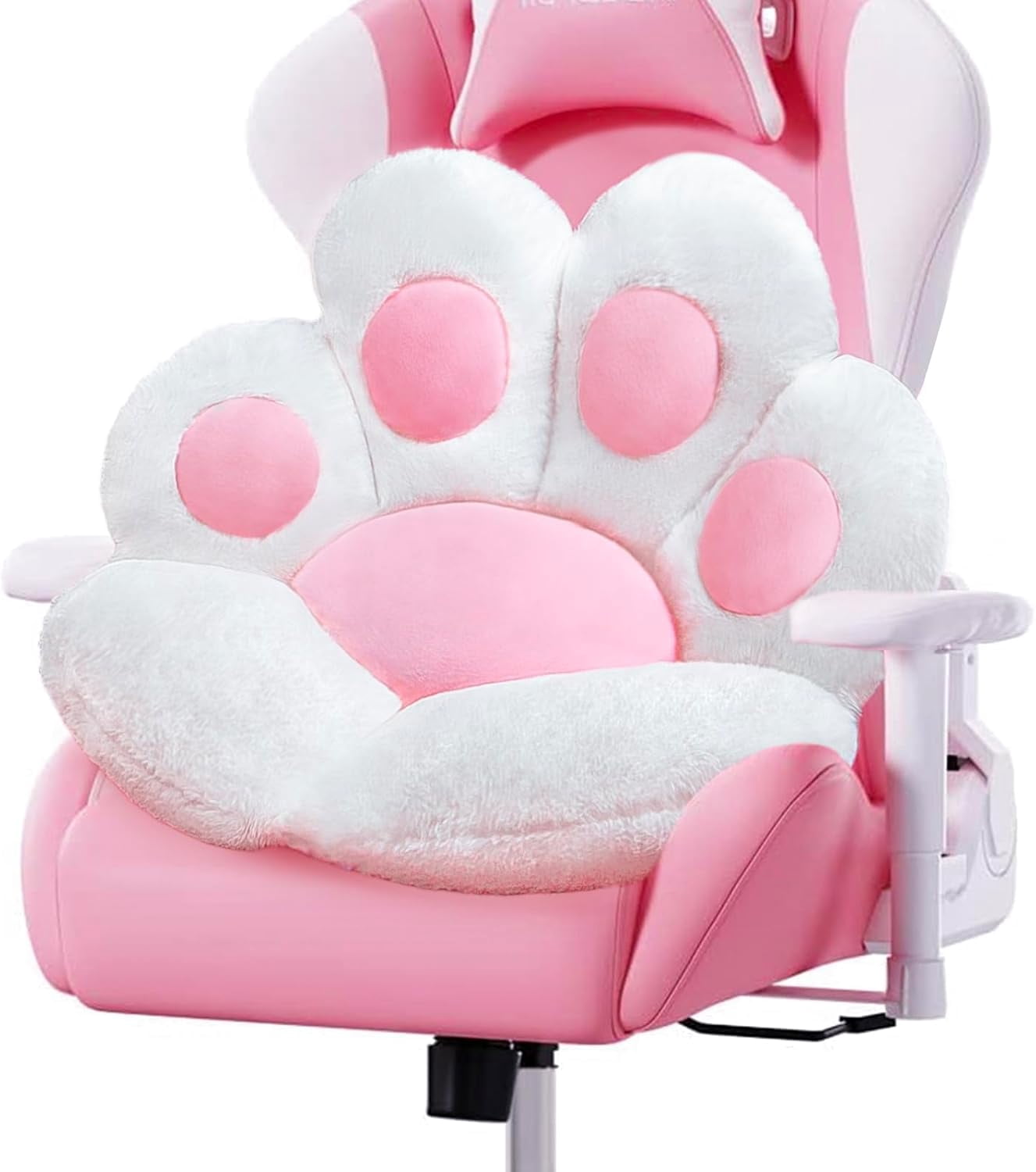 Cat Paw Cushion Kawaii Office Desk Chair Cushion Comfy Plush Cat Paw Shape Gaming Chair Cushion Bear Cute Seat Cushion for Girl, Kawaii Room Bedroom Decorate 28"x 24" (Gray)