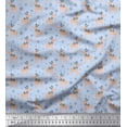 thumbnail image 1 of Soimoi Blue Moss Georgette Fabric Reindeer & Snowflake Christmas Printed Fabric 1 Yard 42 Inch Wide, 1 of 3