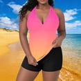 thumbnail image 2 of FAWUUDO Women's Plus Size Swimsuit Two Piece Tankini Swim Suits Print Ruched Bathing Suits Tummy Control Swimwear Beach, 2 of 7