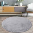 thumbnail image 1 of ZACOO 3' x 3' Circular Faux Rabbit Fur Shaggy Rug Round Area Rug Plush Circle Floor Mat for Kids Room Nursery, Light Gray, 1 of 7