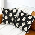 thumbnail image 4 of Happy Halloween Pillow Covers 18x18 Set of 2, Halloween White Ghost Decorative Throw Pillow Covers Holiday Farmhouse Outdoor Black Pillowcase for Couch Sofa Home Decor, 4 of 4