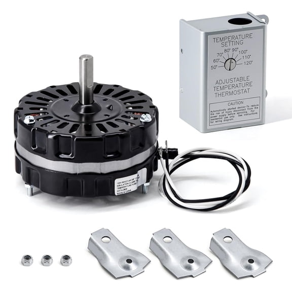 F0510B2944 Power Vent Attic Fan Motor & 58033 Adjustable Thermostat Switch Kit