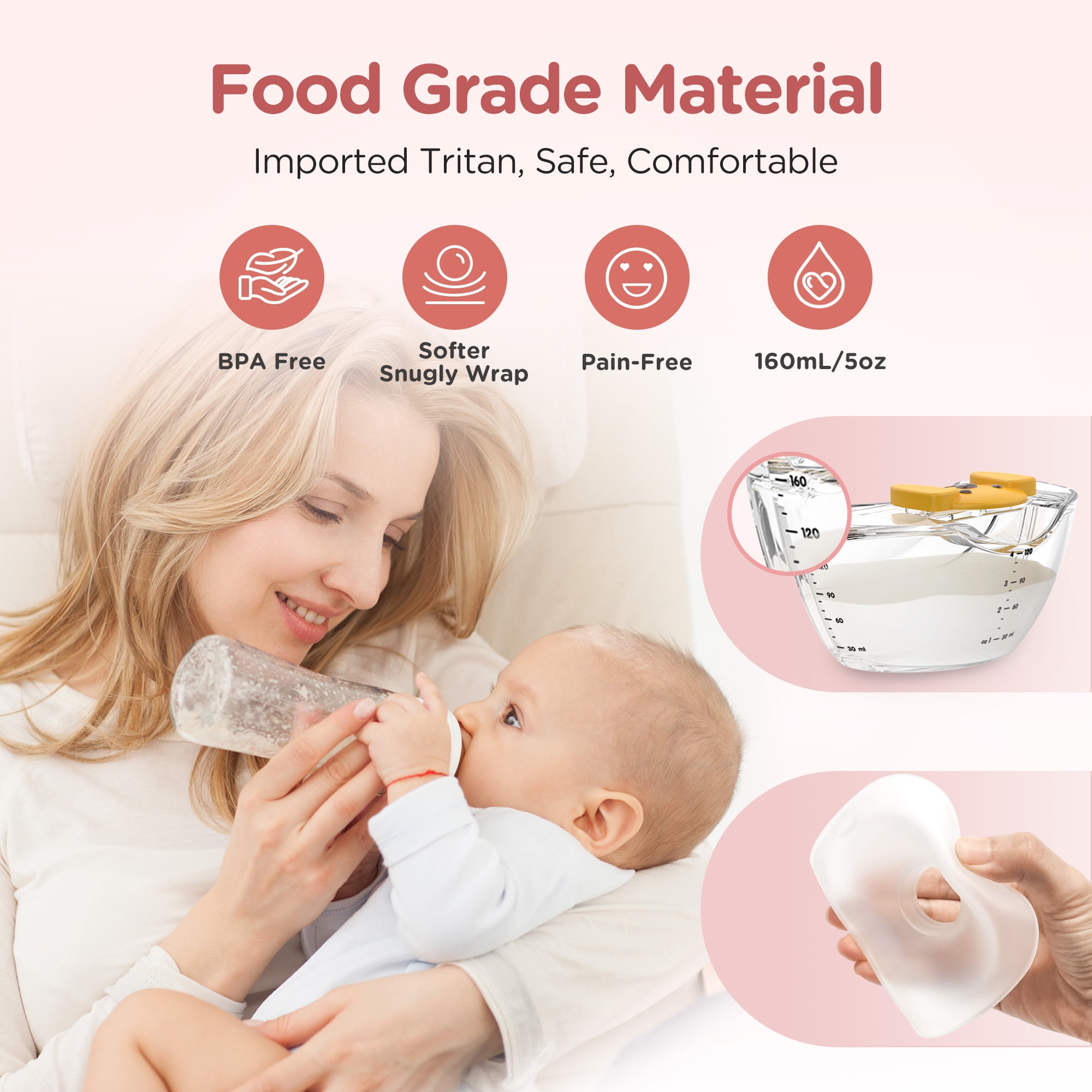 Jheppbay Electric Portable Hands Free Breast Pump - All-in-One Electric Breast Pump with 3 Modes and 12 Levels, BPA-Free, Painless,with 17 mm/19 mm/21 mm Flange,1 Pack(White)