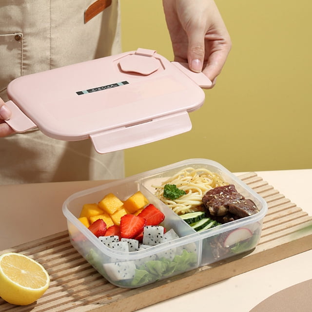 TIMIFIS Handle Pot Brush Heat Resistance Lunch Box Leak Proof Sealed Compartment Lunch Box Microwave and Freezer Safe Individual Compartments for Food Storage Kitchen Gadgets