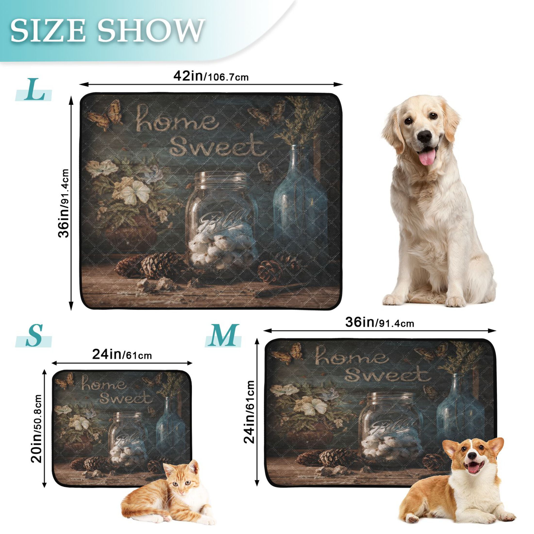 Qxltty Home Sweet Cat litter Pads Pet Set of 2 Diaper Mats Center Anti-leakage Layer Absorbent Soft and Comfortable
