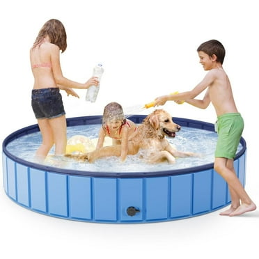DakotaChin Pet Dog Pool, Foldable Hard Plastic Outdoor Dog Pool Pet Bath Pool, Portable Tub Kiddie Pool for Kids Pet Puppy Swimming Pool(63" x 11.8")