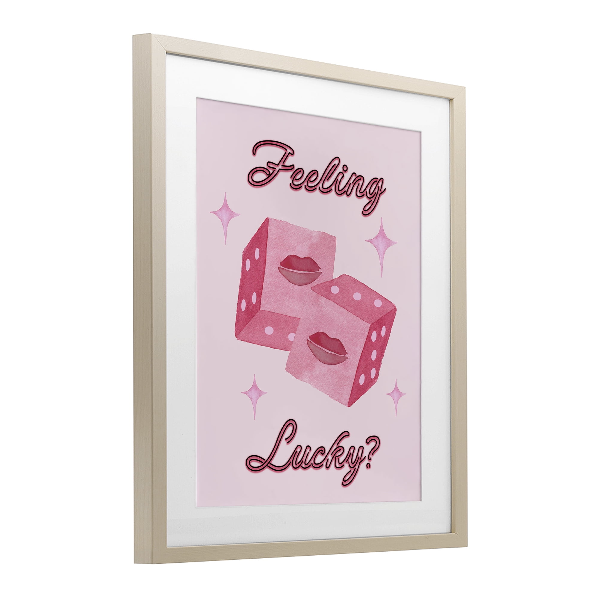 Feeling Lucky? Dice Birch Framed Print Under Glass, design by Nina Jacobs