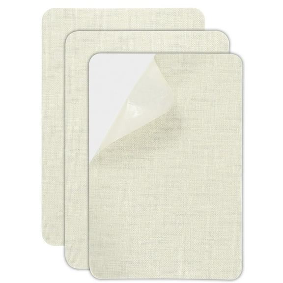 Uxcell Canvas Repair Patch, 3 Pcs 5.5 x 8 Inch Self-Adhesive Waterproof Linen Fabric Patch for Sofas Tote Bags Furniture Car Seats Canopy Tents Boat Covers, Beige White