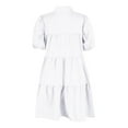 thumbnail image 4 of PuLe 【New】 Summer Short Sleeve Dress Women Summer Babydoll Dress Casual Puff Sleeve Pleated Ruffle Hem Button Down Shirt Mini Dresses, 4 of 8