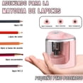 thumbnail image 2 of Sacapuntas Eléctrico Portátil de Lápiz Automático y Manual con Cuchillas Reemplazables y Pilas Adecuado para Bolígrafos y Lápices de Maquillaje (Rosa), 2 of 5