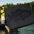 thumbnail image 3 of MARSHAL Fishermans RFID Blocking Vintage Leather Bifold Wallet with Debossed Bass Design for Outdoorsmen Black, 3 of 9