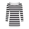thumbnail image 7 of Charella 3/4 Sleeve Tops for Women Striped Square Neck Tunic T-Shirts Basic Tees Casual Loose Fit Blouses (XL, Black), 7 of 7