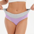 thumbnail image 6 of Elainilye Fashion Cotton Underwear for Women 3 Pack Colored and Minimalist Cotton Waist Lifting and Buttocks Underwear,Purple, 6 of 7