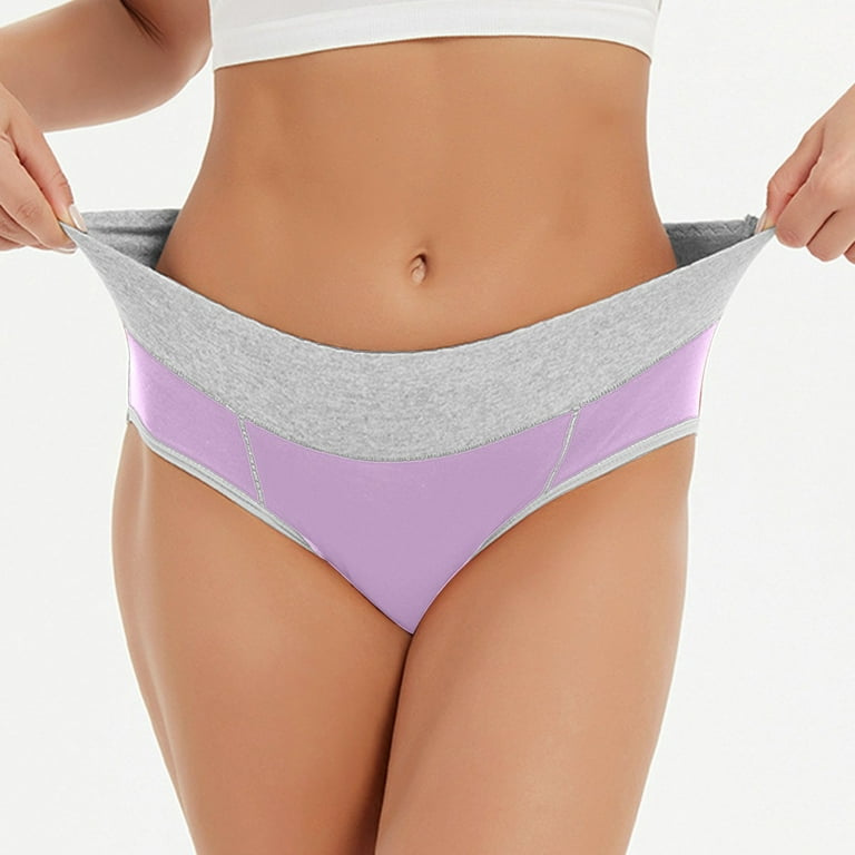 HUPOM Womens Underwear Cotton Cotton Boxers For Women Medium waist Elastic  Waist Solid Briefs Purple L 