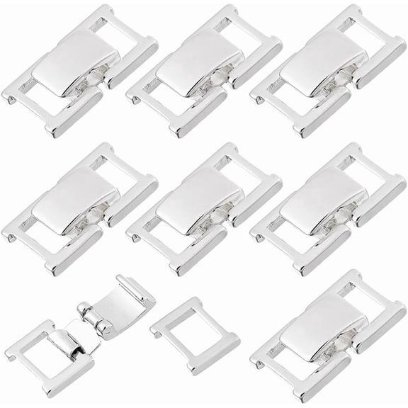 10Pcs Fold Over Jewelry Clasp 925 Sterling Silver Plated Necklace Extension Clasps Brass Bracelet Extenders Small Fastener Extension Clasps for DIY Craft Jewelry Making Silver