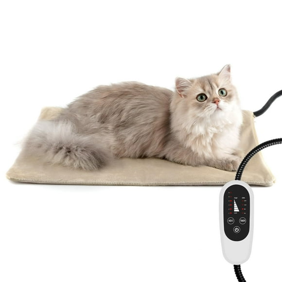 NICREW Pet Heating Pad, Temperature Adjustable Dog Cat Heating Pad with Auto Shut Off Timer, Indoor Pet Heated Bed Mat for Cats and Dogs, MET Safety Listed, 17.7 x 15.7 Inches, 55W (max)