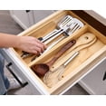 thumbnail image 2 of Kitchen Utensil Drawer Organizer, Bamboo Silverware Cutlery Flatware Organizer Bins, Wooden Container Storage Trays for Bathroom Vanity Junk Drawer, 15" x 6" Set of 2, 2 of 16