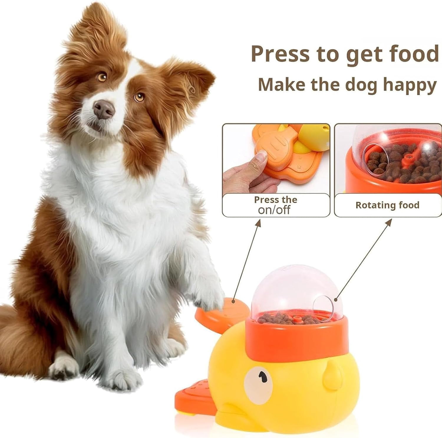 Duck Cat Treat Dispenser,Anti-Slip Interactive Slow Puzzle Feeder, 3 Challenge Lids for IQ Training, Mental Enrichment for Small Cats,Dogs,Other Pets