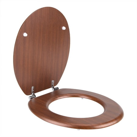 Simple Round Toilet Seat Cover Easy Clean Slow-Close for Home Bathroom Hotel Red-Brown or (Best Way To Clean Grease Off Wood Cabinets)