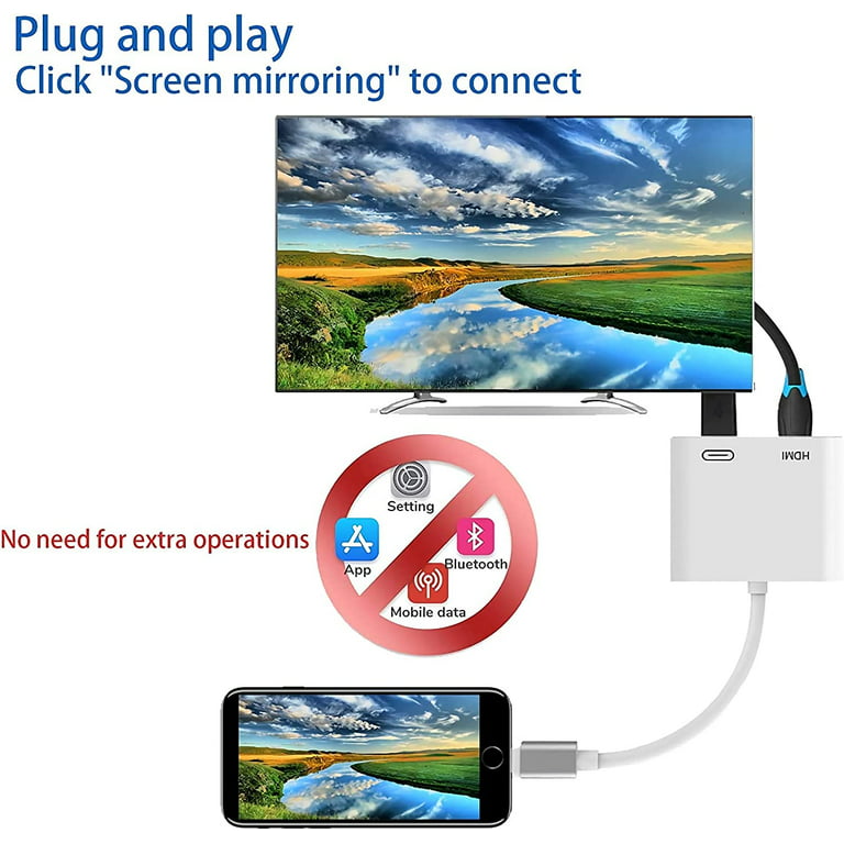  [Certificado MFi de Apple] Adaptador Lightning a HDMI para  iPhone a TV, adaptador digital AV 1080P, cable conector de pantalla de  sincronización compatible con iPhone 14, 13, 12, 11, XS, XR, X, 8, :  Electrónica