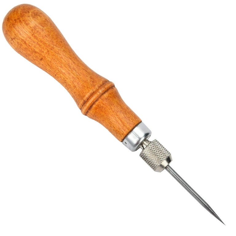 Leather Craft Tool Steel Hand Stitching Tool, Comfortable Wood Handle Leather  Awl Tool, For Quilting, Hole Casting And Thick Material Hole 