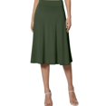 thumbnail image 2 of vigerkar Womens Basic Solid Midi Skirts Casual Knee Length A-Line Skirt Lightweight Flare Pull On Closure Skirt Plus Size AG, L, 2 of 5