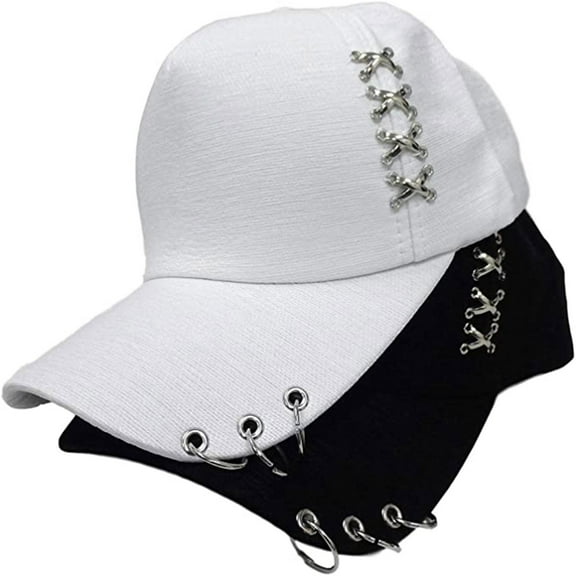 LNMQLPDBS Metal Cross Hoop Baseball Cap Men's and Women's Fashion Trend Sun Hat Adjustable Cotton Front & Back Baseball Cap