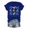 thumbnail image 1 of TSADFHJI Chemises pour Femmes Mode T-Shirt Décontracté de Rugby à Col Rond / Coupe Ample Manches Courtes P Bleu, 1 of 3