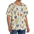 thumbnail image 2 of Uemuo Funny Chicken Pattern Cotton Linen Short Sleeve Shirts,Casual Lightweight Button Down Shirts,Vacation Beach Summer Tops-Small, 2 of 7