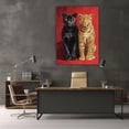 thumbnail image 3 of Mudket Panther & Leopard Duo Framed Canvas Wall Art, Bold Red Wall Decor Jungle Animal Print Art for Living Room, Bedroom, Man Cave, Ready to Hang - 36"L x 24"W, 3 of 10