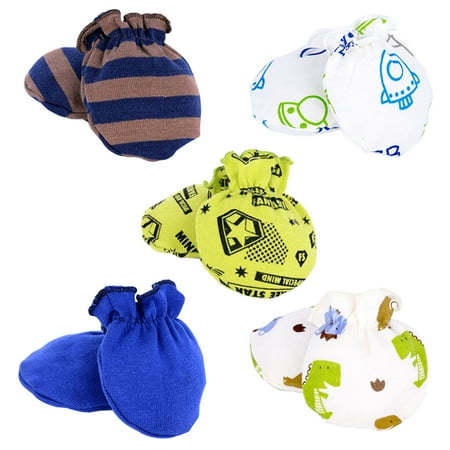 

5 Pairs Baby Gloves Fashion Cute Baby Mittens No Scratch Mittens Cotton Mittens
