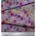 thumbnail image 2 of Soimoi Purple Silk Fabric Colorful Leaves Clip Art Decor Fabric Printed Yard 42 Inch Wide, 2 of 3
