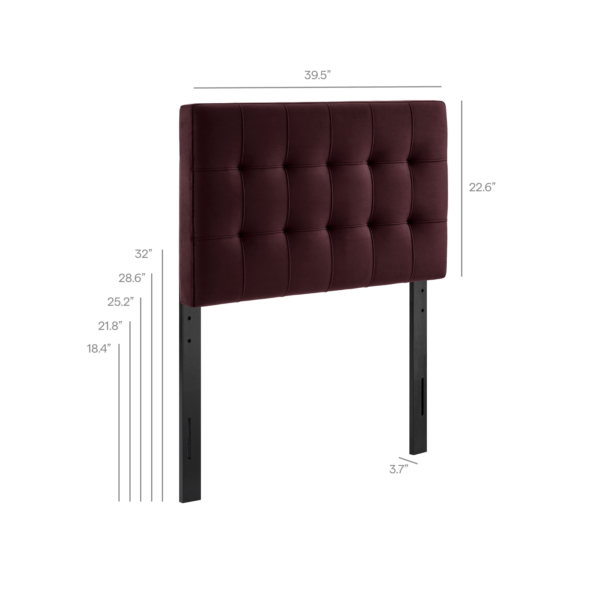 Lily Stain-Resistant Performance Velvet Twin Size Headboard in Mulberry