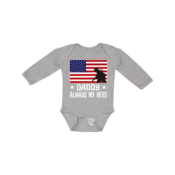 Inktastic Military Soldier Daddy Always My Hero Boys or Girls Long Sleeve Baby Bodysuit