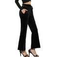 thumbnail image 4 of INSPIRE CHIC Women's Christmas Velvet Pants Halloween Tie Waist Stretchy Wide Leg Pants with Pockets S Black, 4 of 6