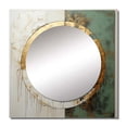 thumbnail image 2 of Designart "Green & Gold Paint Fusion I" Abstract Painting Square Mirror For Wall Decor - Large Beige Square Mirror Printed Wall Decor - Modern Square Living Room Mirror, 2 of 5