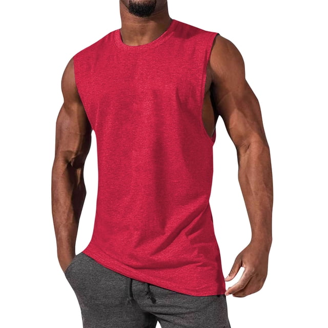 Chaleco deportivo holgado con abertura grande para hombre - Chaleco de fitness sin mangas de algodón alargado estilo hip hop